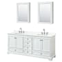 Wyndham Collection Deborah 80" Free Standing Double Basin Vanity Set with Cabinet, Quartz Vanity Top, and Medicine Cabinet White / Giotto Quartz Top / Polished Chrome Hardware