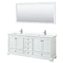 Wyndham Collection Deborah 80" Free Standing Double Basin Vanity Set with Cultured Marble Vanity Top and Framed Mirror White / White Cultured Marble Top / Polished Chrome Hardware