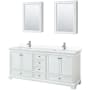 Wyndham Collection Deborah 80" Free Standing Double Basin Vanity Set with Cultured Marble Vanity Top and Framed Mirror White / White Cultured Marble Top / Polished Chrome Hardware