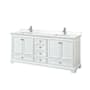 Wyndham Collection Deborah 80" Free Standing Double Basin Vanity Set with Cabinet and Quartz Vanity Top White / White Quartz Top / Polished Chrome Hardware