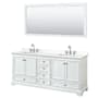Wyndham Collection Deborah 80" Free Standing Double Basin Vanity Set with Cabinet, Quartz Vanity Top, and Framed Mirror White / White Quartz Top / Polished Chrome Hardware
