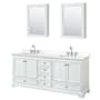 Wyndham Collection Deborah 80" Free Standing Double Basin Vanity Set with Cabinet, Quartz Vanity Top, and Medicine Cabinet White / White Quartz Top / Polished Chrome Hardware