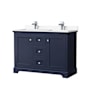 Wyndham Collection Avery 48" Free Standing Double Basin Vanity Set with Cabinet and Cultured Marble Vanity Top Dark Blue / White Cultured Marble Top / Polished Chrome Hardware