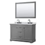 Wyndham Collection Avery 48" Free Standing Double Basin Vanity Set with Cabinet, Marble Vanity Top, and Framed Mirror Dark Gray / White Carrara Marble Top / Matte Black Hardware