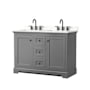 Wyndham Collection Avery 48" Free Standing Double Basin Vanity Set with Cabinet and Quartz Vanity Top Dark Gray / Giotto Quartz Top / Matte Black Hardware