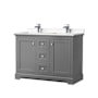 Wyndham Collection Avery 48" Free Standing Double Basin Vanity Set with Cabinet and Cultured Marble Vanity Top Dark Gray / Carrara Cultured Marble Top / Polished Chrome Hardware