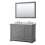 Wyndham Collection Avery 48" Free Standing Double Basin Vanity Set with Cabinet, Marble Vanity Top, and Framed Mirror Dark Gray / White Carrara Marble Top / Polished Chrome Hardware