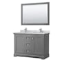 Wyndham Collection Avery 48" Free Standing Double Basin Vanity Set with Cabinet, Marble Vanity Top, and Framed Mirror Dark Gray / White Carrara Marble Top / Polished Chrome Hardware