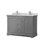 Wyndham Collection Avery 48" Free Standing Double Basin Vanity Set with Cabinet and Marble Vanity Top Dark Gray / White Carrara Marble Top / Polished Chrome Hardware