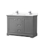 Wyndham Collection Avery 48" Free Standing Double Basin Vanity Set with Cabinet and Cultured Marble Vanity Top Dark Gray / White Cultured Marble Top / Polished Chrome Hardware