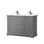 Wyndham Collection Avery 48" Free Standing Double Basin Vanity Set with Cabinet and Quartz Vanity Top Dark Gray / White Quartz Top / Polished Chrome Hardware