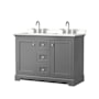 Wyndham Collection Avery 48" Free Standing Double Basin Vanity Set with Cabinet and Quartz Vanity Top Dark Gray / White Quartz Top / Polished Chrome Hardware