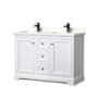 Wyndham Collection Avery 48" Free Standing Double Basin Vanity Set with Cabinet and Quartz Vanity Top White / White Quartz Top / Matte Black Hardware