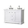 Wyndham Collection Avery 48" Free Standing Double Basin Vanity Set with Cabinet and Quartz Vanity Top White / White Quartz Top / Matte Black Hardware