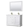 Wyndham Collection Avery 48" Free Standing Double Basin Vanity Set with Cabinet, Quartz Vanity Top, and Framed Mirror White / Giotto Quartz Top / Brushed Gold Hardware