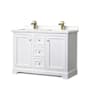 Wyndham Collection Avery 48" Free Standing Double Basin Vanity Set with Cabinet and Quartz Vanity Top White / Giotto Quartz Top / Brushed Gold Hardware