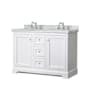Wyndham Collection Avery 48" Free Standing Double Basin Vanity Set with Cabinet and Marble Vanity Top White / White Carrara Marble Top / Polished Chrome Hardware