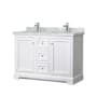 Wyndham Collection Avery 48" Free Standing Double Basin Vanity Set with Cabinet and Marble Vanity Top White / White Carrara Marble Top / Polished Chrome Hardware