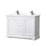 Wyndham Collection Avery 48" Free Standing Double Basin Vanity Set with Cabinet and Quartz Vanity Top White / Giotto Quartz Top / Polished Chrome Hardware