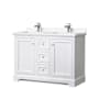 Wyndham Collection Avery 48" Free Standing Double Basin Vanity Set with Cabinet and Cultured Marble Vanity Top White / White Cultured Marble Top / Polished Chrome Hardware