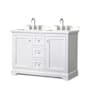 Wyndham Collection Avery 48" Free Standing Double Basin Vanity Set with Cabinet and Quartz Vanity Top White / White Quartz Top / Polished Chrome Hardware