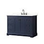 Wyndham Collection Avery 48" Free Standing Single Basin Vanity Set with Cabinet and Quartz Vanity Top Dark Blue / Giotto Quartz Top / Matte Black Hardware