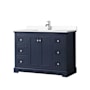 Wyndham Collection Avery 48" Free Standing Single Basin Vanity Set with Cabinet and Cultured Marble Vanity Top Dark Blue / White Cultured Marble Top / Polished Chrome Hardware