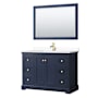 Wyndham Collection Avery 48" Free Standing Single Basin Vanity Set with Cabinet, Cultured Marble Vanity Top, and Framed Mirror Dark Blue / White Cultured Marble Top / Brushed Gold Hardware