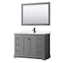 Wyndham Collection Avery 48" Free Standing Single Basin Vanity Set with Cabinet, Cultured Marble Vanity Top, and Framed Mirror Dark Gray / Carrara Cultured Marble Top / Matte Black Hardware