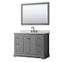 Wyndham Collection Avery 48" Free Standing Single Basin Vanity Set with Cabinet, Marble Vanity Top, and Framed Mirror Dark Gray / White Carrara Marble Top / Matte Black Hardware