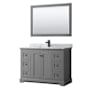 Wyndham Collection Avery 48" Free Standing Single Basin Vanity Set with Cabinet, Marble Vanity Top, and Framed Mirror Dark Gray / White Carrara Marble Top / Matte Black Hardware