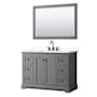 Wyndham Collection Avery 48" Free Standing Single Basin Vanity Set with Cabinet, Quartz Vanity Top, and Framed Mirror Dark Gray / Giotto Quartz Top / Matte Black Hardware