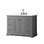 Wyndham Collection Avery 48" Free Standing Single Basin Vanity Set with Cabinet and Quartz Vanity Top Dark Gray / Giotto Quartz Top / Matte Black Hardware