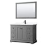 Wyndham Collection Avery 48" Free Standing Single Basin Vanity Set with Cabinet, Cultured Marble Vanity Top, and Framed Mirror Dark Gray / White Cultured Marble Top / Matte Black Hardware
