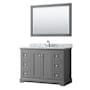 Wyndham Collection Avery 48" Free Standing Single Basin Vanity Set with Cabinet, Marble Vanity Top, and Framed Mirror Dark Gray / White Carrara Marble Top / Polished Chrome Hardware
