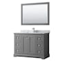 Wyndham Collection Avery 48" Free Standing Single Basin Vanity Set with Cabinet, Marble Vanity Top, and Framed Mirror Dark Gray / White Carrara Marble Top / Polished Chrome Hardware