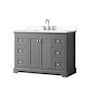 Wyndham Collection Avery 48" Free Standing Single Basin Vanity Set with Cabinet and Quartz Vanity Top Dark Gray / Giotto Quartz Top / Polished Chrome Hardware