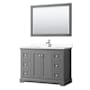 Wyndham Collection Avery 48" Free Standing Single Basin Vanity Set with Cabinet, Cultured Marble Vanity Top, and Framed Mirror Dark Gray / White Cultured Marble Top / Polished Chrome Hardware
