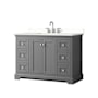 Wyndham Collection Avery 48" Free Standing Single Basin Vanity Set with Cabinet and Quartz Vanity Top Dark Gray / White Quartz Top / Polished Chrome Hardware
