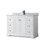 Wyndham Collection Avery 48" Free Standing Single Basin Vanity Set with Cabinet and Marble Vanity Top White / White Carrara Marble Top / Matte Black Hardware