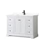 Wyndham Collection Avery 48" Free Standing Single Basin Vanity Set with Cabinet and Quartz Vanity Top White / Giotto Quartz Top / Matte Black Hardware