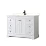 Wyndham Collection Avery 48" Free Standing Single Basin Vanity Set with Cabinet and Quartz Vanity Top White / White Quartz Top / Matte Black Hardware