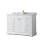 Wyndham Collection Avery 48" Free Standing Single Basin Vanity Set with Cabinet and Marble Vanity Top White / White Carrara Marble Top / Brushed Gold Hardware