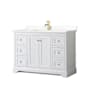 Wyndham Collection Avery 48" Free Standing Single Basin Vanity Set with Cabinet and Quartz Vanity Top White / Giotto Quartz Top / Brushed Gold Hardware