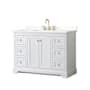Wyndham Collection Avery 48" Free Standing Single Basin Vanity Set with Cabinet and Quartz Vanity Top White / Giotto Quartz Top / Brushed Gold Hardware