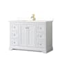 Wyndham Collection Avery 48" Free Standing Single Basin Vanity Set with Cabinet and Quartz Vanity Top White / White Quartz Top / Brushed Gold Hardware