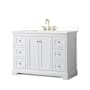 Wyndham Collection Avery 48" Free Standing Single Basin Vanity Set with Cabinet and Quartz Vanity Top White / White Quartz Top / Brushed Gold Hardware