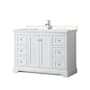 Wyndham Collection Avery 48" Free Standing Single Basin Vanity Set with Cabinet and Cultured Marble Vanity Top White / Carrara Cultured Marble Top / Polished Chrome Hardware