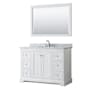 Wyndham Collection Avery 48" Free Standing Single Basin Vanity Set with Cabinet, Marble Vanity Top, and Framed Mirror White / White Carrara Marble Top / Polished Chrome Hardware