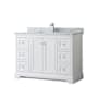 Wyndham Collection Avery 48" Free Standing Single Basin Vanity Set with Cabinet and Marble Vanity Top White / White Carrara Marble Top / Polished Chrome Hardware